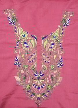 Pink Art Silk Embroidered Fabric