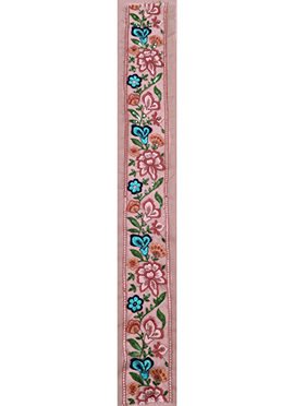 Pink Art Silk Embroidred Fabric