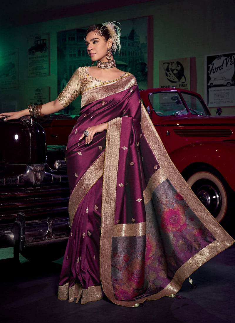 Pink Art Silk Resham Zari Digital Print Saree Festive Wear