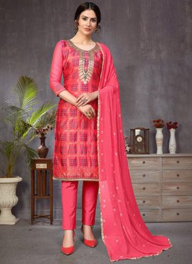 rose silk churidar