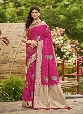 Pink Banarasi Silk Jacquard Zari Saree