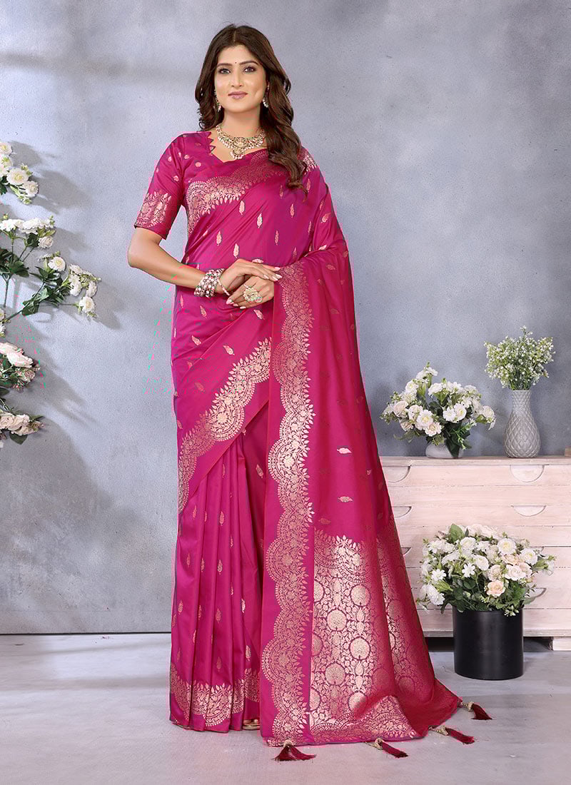 Pink Banarasi Silk Jacquard Zari Saree