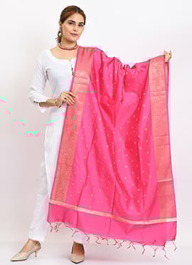 Pink Banarasi Silk Weaving Work Dupatta