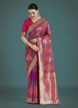 Pink Banarasi Silk Zari Woven Saree