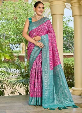 Pink Bararasi Silk Zari Woven Saree