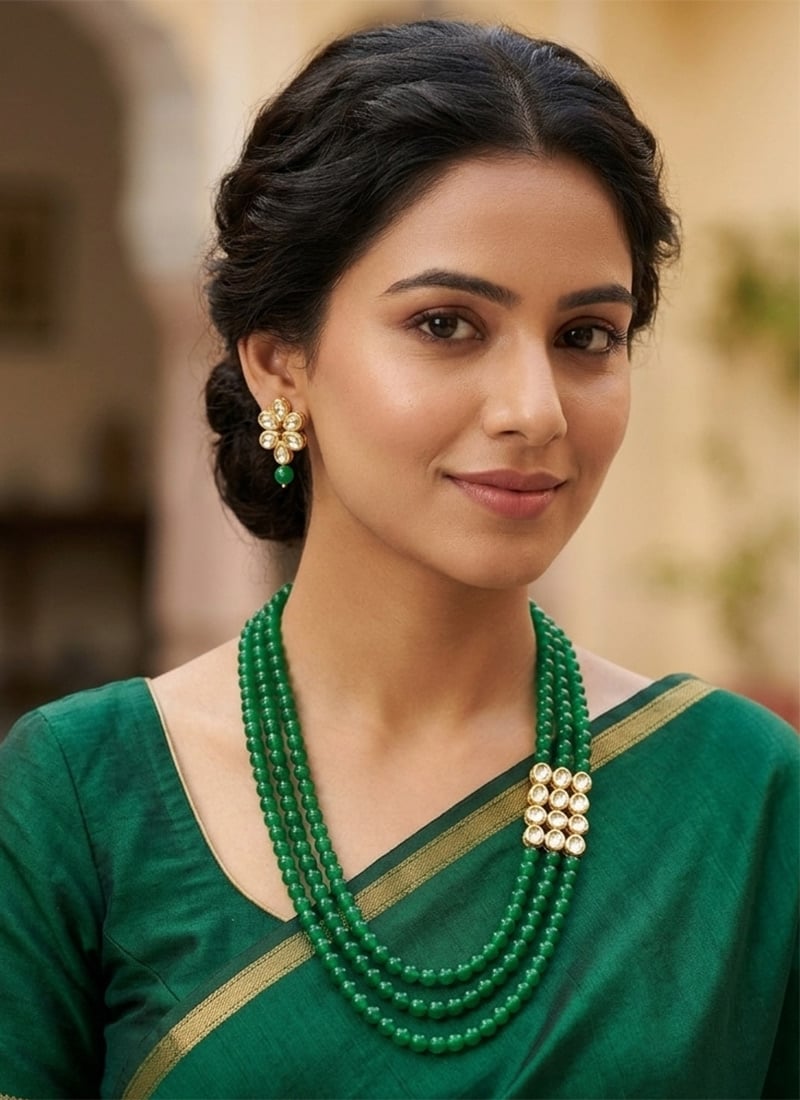 Pink Beaded Kundan Necklace Set After Six Wear