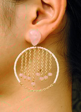 Pink Beads Hoops