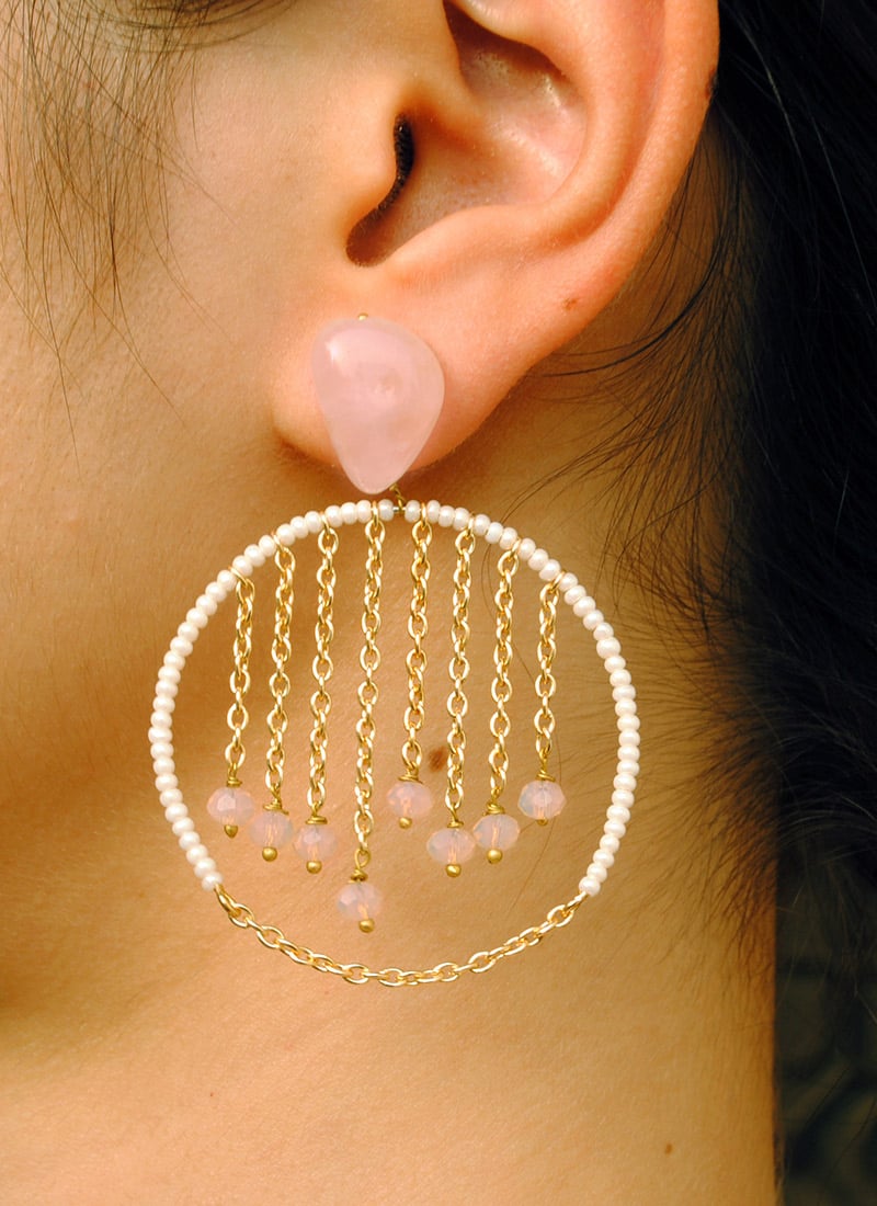 Pink Beads Hoops After Six Wear