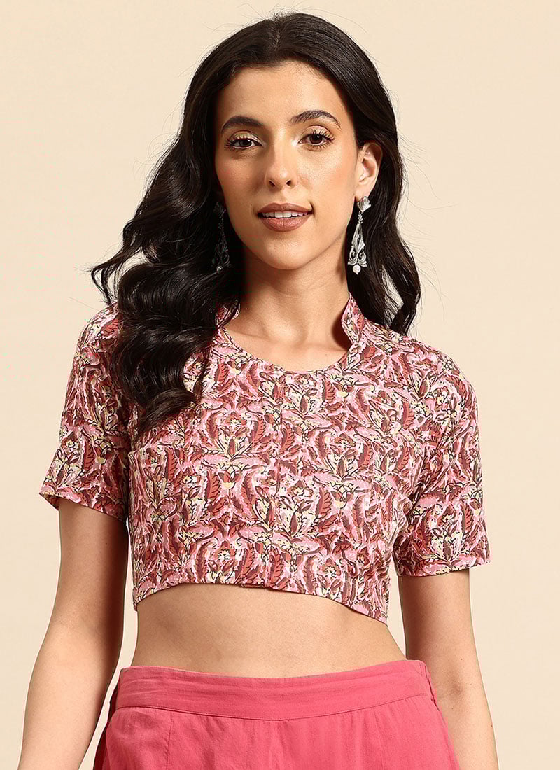 Pink Blended Cotton Printed Blouse After Six Wear
