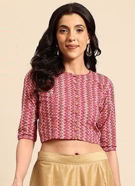 Pink Blended Cotton Printed Blouse