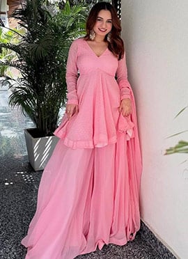 Pink Blooming Embroidered Sharara Suit