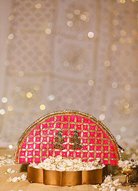 Pink Brocade Gota Embroidered Sequins Hand Bag