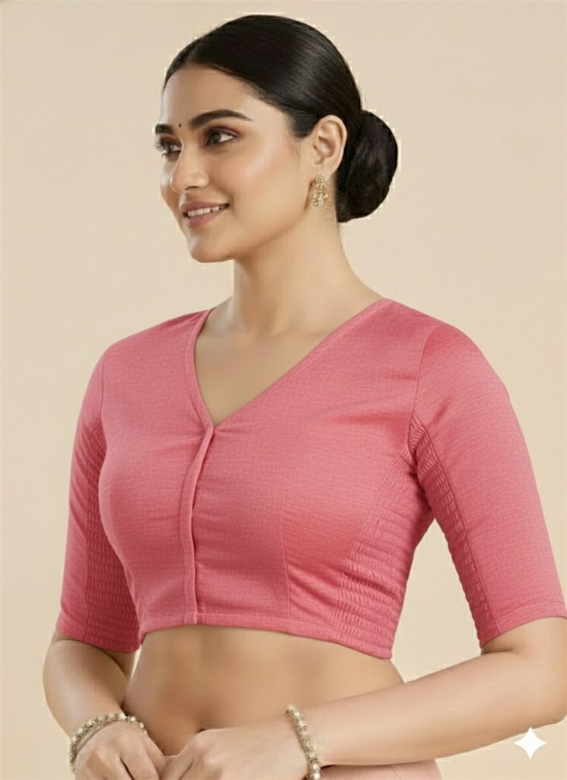 Pink Chanderi Cotton Smoking Blouse Party Wear