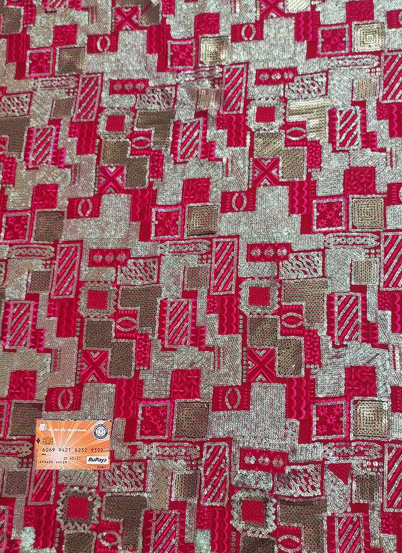 Pink Chinon Embroidered Fabric