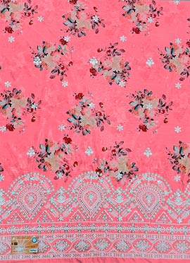 Pink Chinon Embroidered Fabric