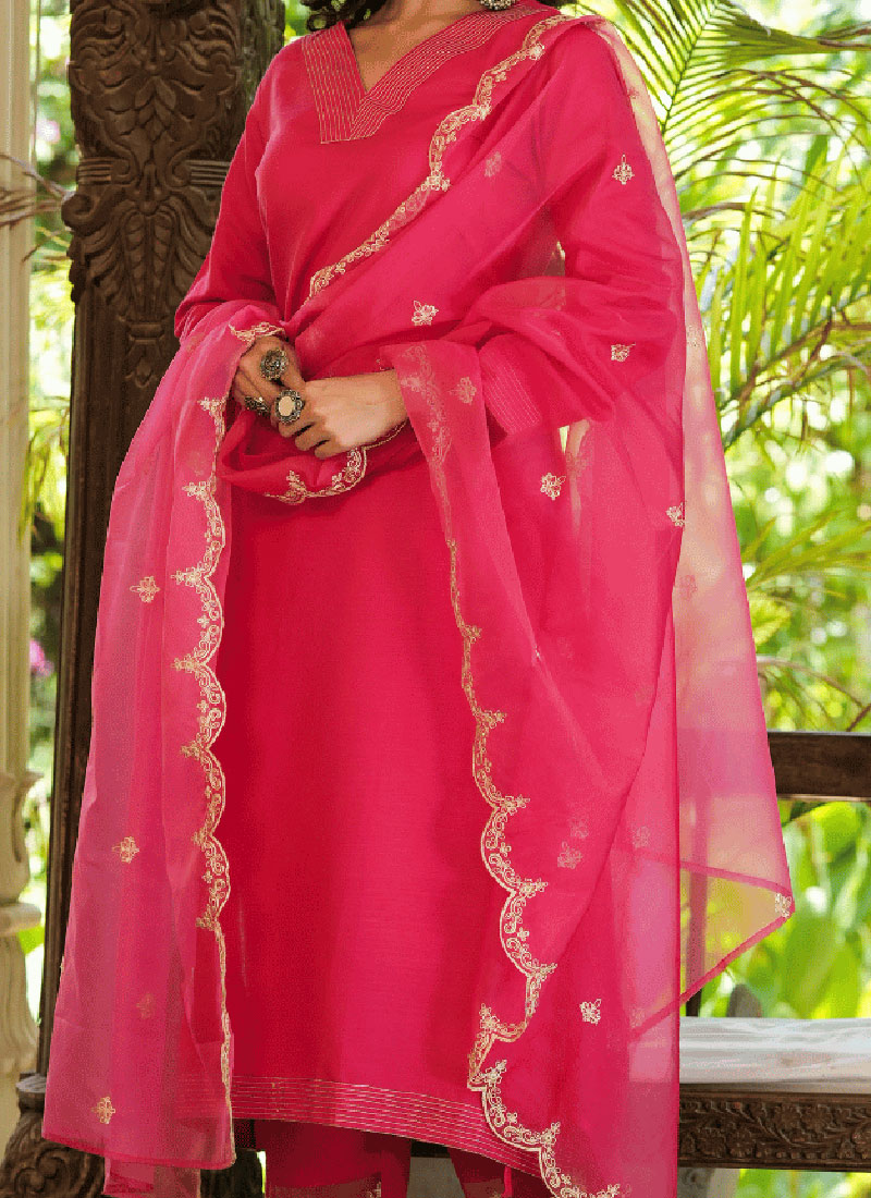 Cream Designer Readymade Pant Suit With Wevon Designer Work main image 1