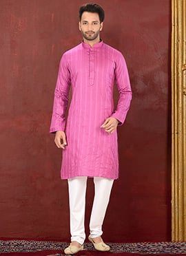 Pink Cotton Kurta Pyjama