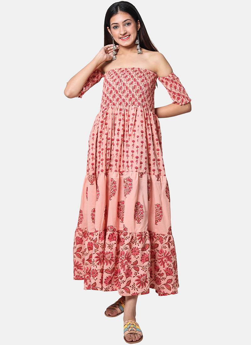 Pink cotton maxi dress Clearance