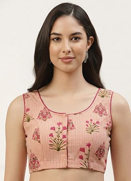 Pink Cotton Printed Blouse
