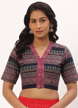 Pink Cotton Printed Blouse