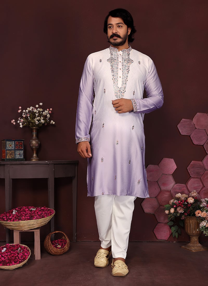 Pink Cotton Silk Embroidered Sequins Kurta Pyjama Set Festive Wear
