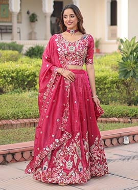 Pink Crush Silk Zari Embroidered Sequins Lehenga