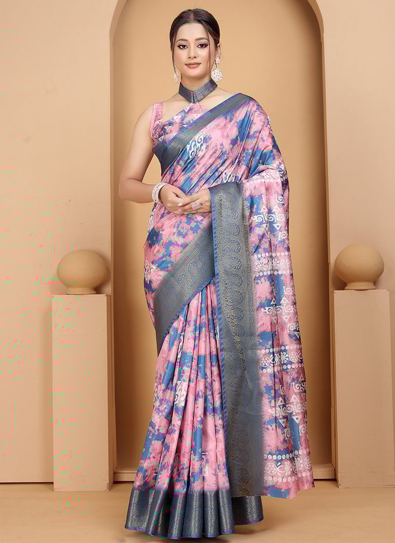 Pink Dola Silk Digital Print Zari Saree Festive Wear-SASFFGUDO202408MU