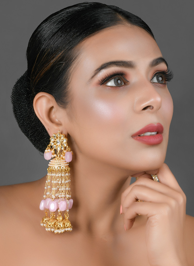 Pink Drops Earring Party Wear