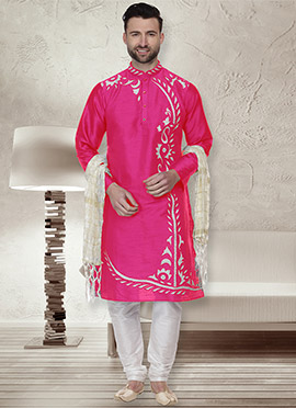 Pink Dupion Silk Kurta Pyjama