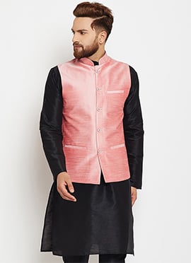 Pink Dupion Silk Nehru Jacket