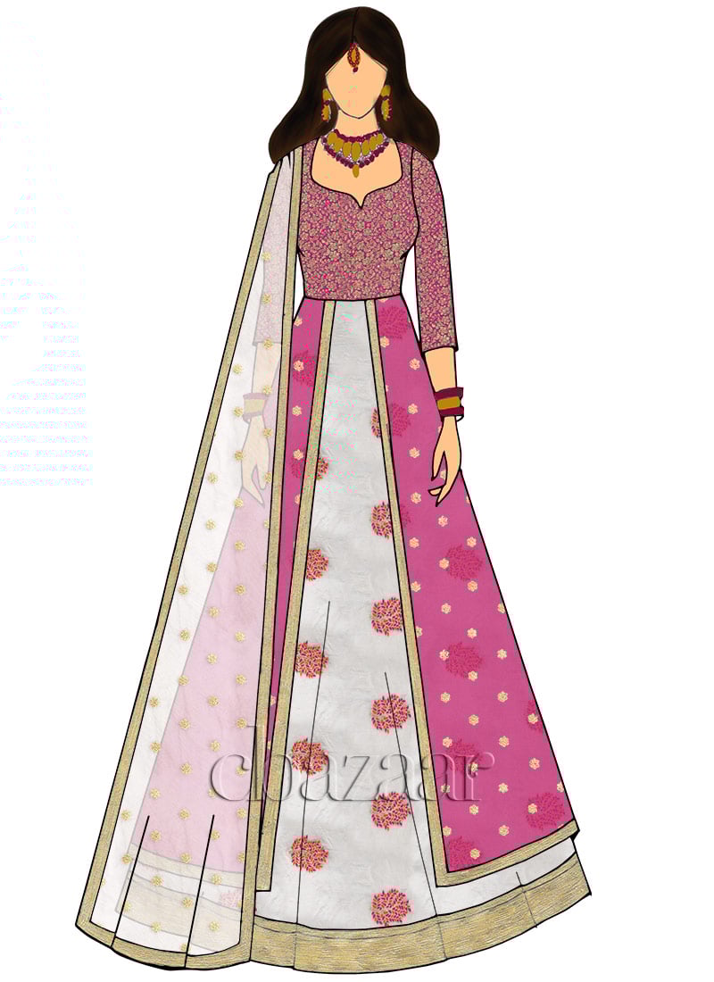 Pink Embroidered Abaya Style Anarkali Suit Wedding Wear