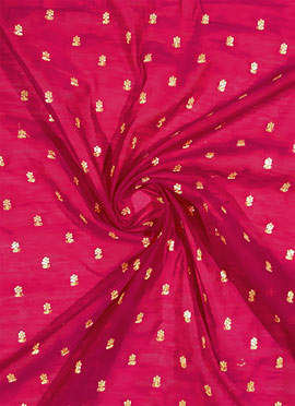 Pink embroidered Cotton Fabric