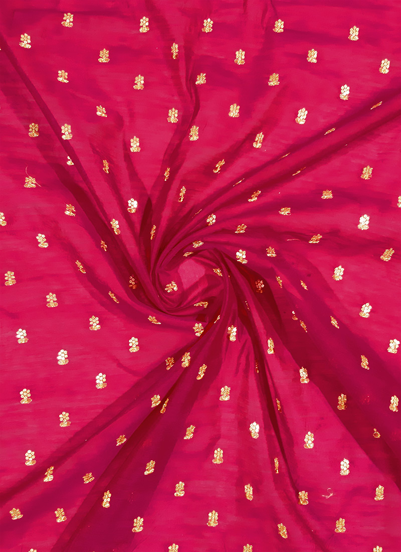 Pink embroidered Cotton Fabric