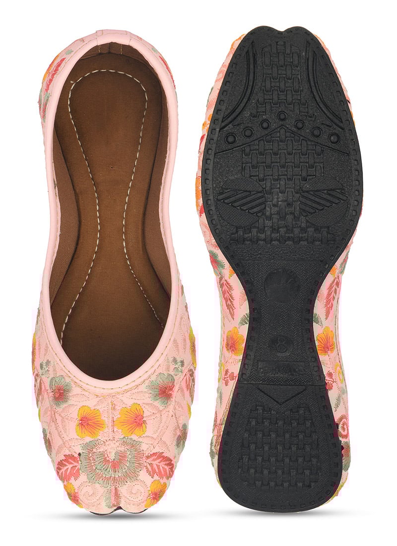 Pink Embroidered Juti