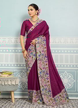 Pink Faux Georgette Digital Print Saree