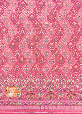 Pink Faux Georgette Embroidered Fabric