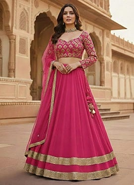 Pink Faux Georgette Zari Sequins Lehenga