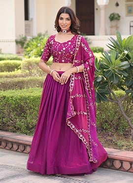 Pink Fendy Silk Zari Sequins Lehenga