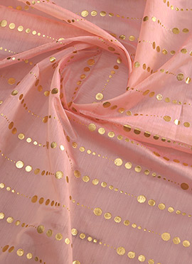 Pink Foil Printed Cotton Fabric