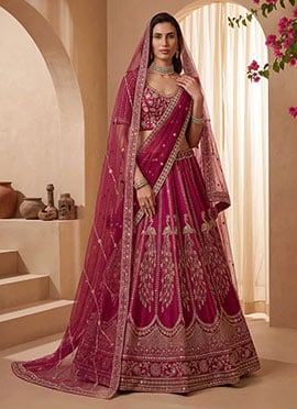 Pink Gadhwal Silk Hand Embroidered Sequence Embroidery Lehenga