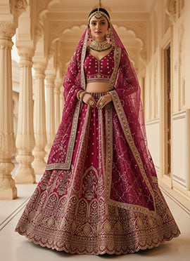 Pink Gadwal Silk Zari Embroidered Sequins Gorgeous Lehenga