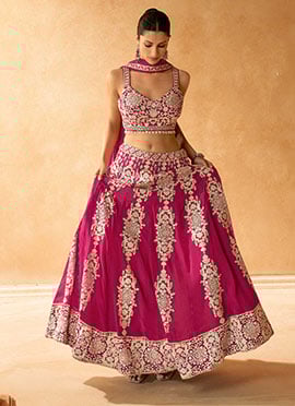 Pink Georgette Embroideded Sequins Regal Lehenga