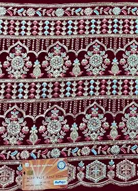 Pink Georgette Embroidered Fabric