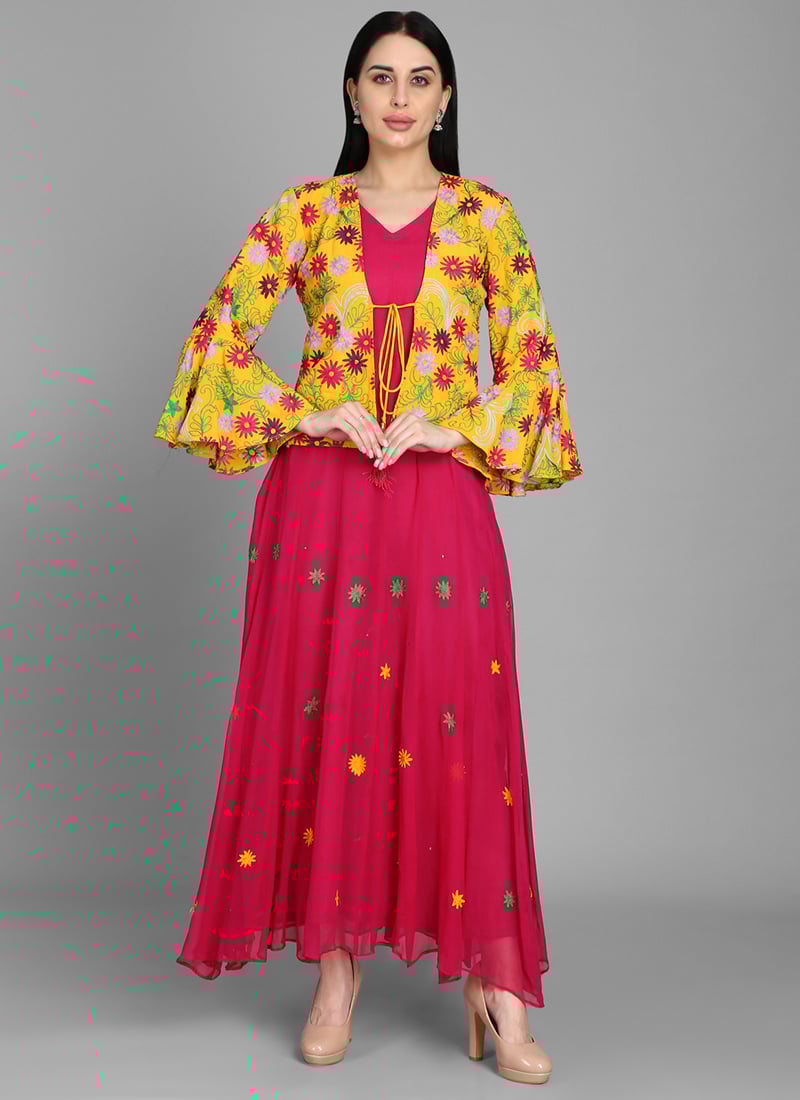 Pink Georgette Long Kurti