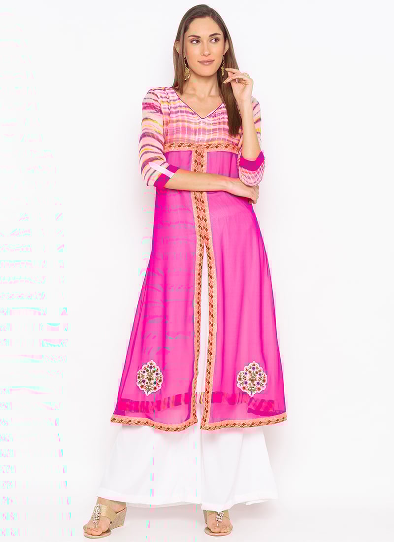 Pink Georgette Palazzo set