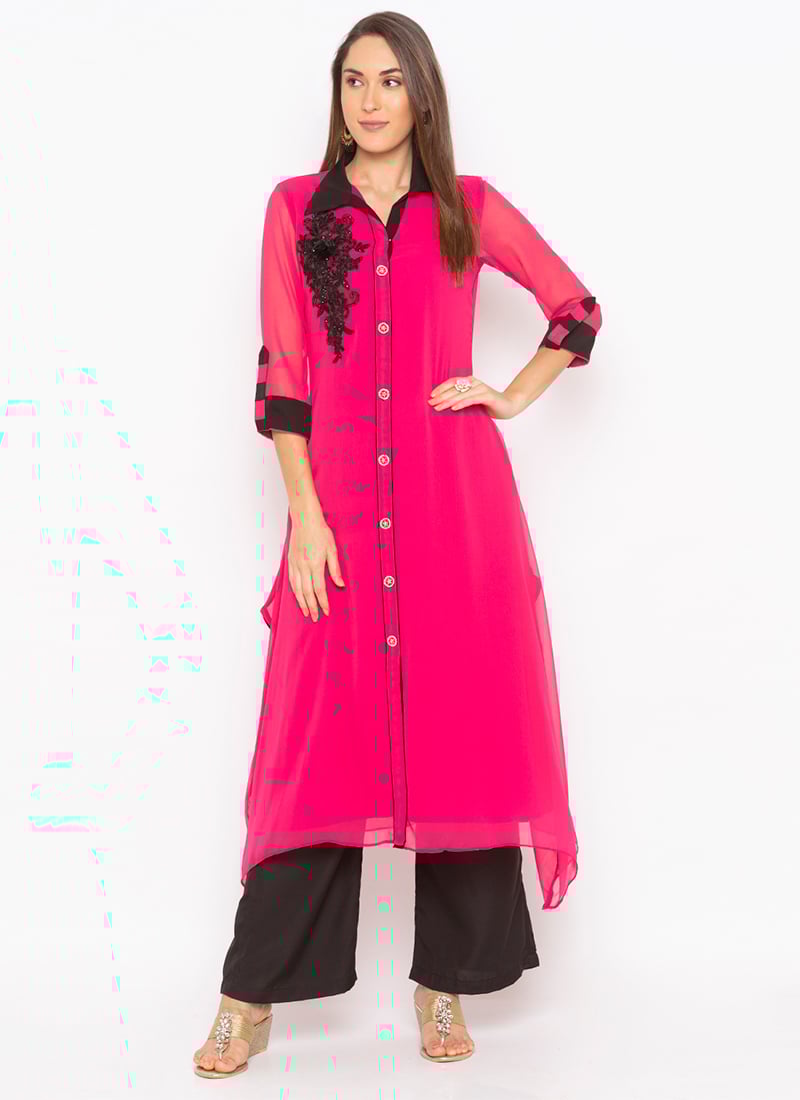 Pink Georgette Palazzo set Party Wear
