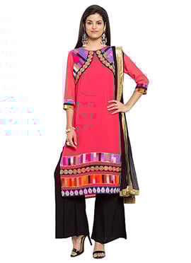 Pink Georgette Palazzo Suit