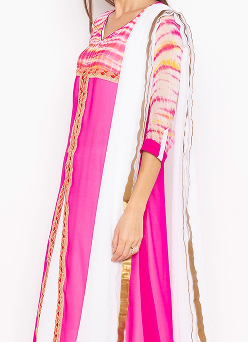 Dark Pink Crepe Suit Palazzo
