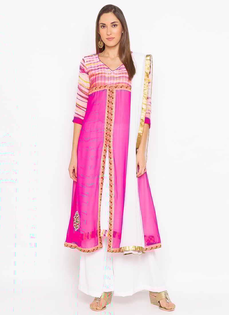Pink Georgette Palazzo suit Party Wear