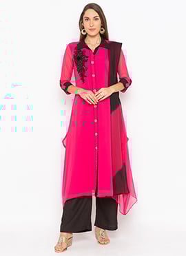 Pink Georgette Palazzo suit